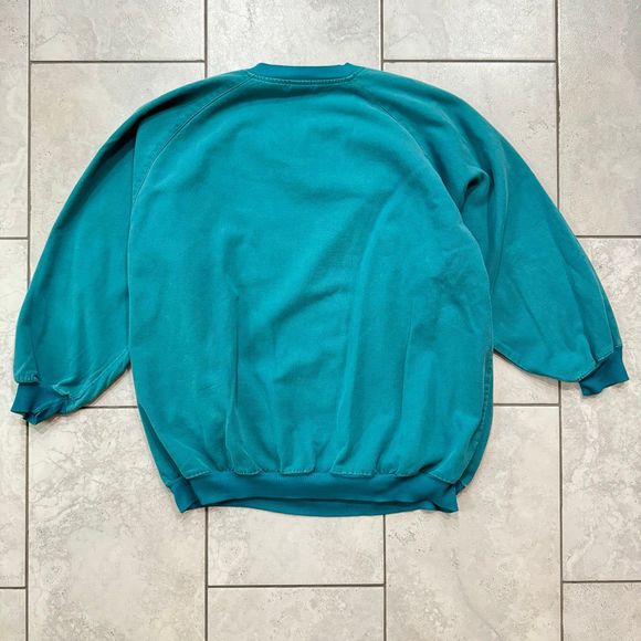 Rare Vintage 80s Osh Kosh Quarter Snap Pullover Sweatshirt Teal Size XL - Picture 6 of 7